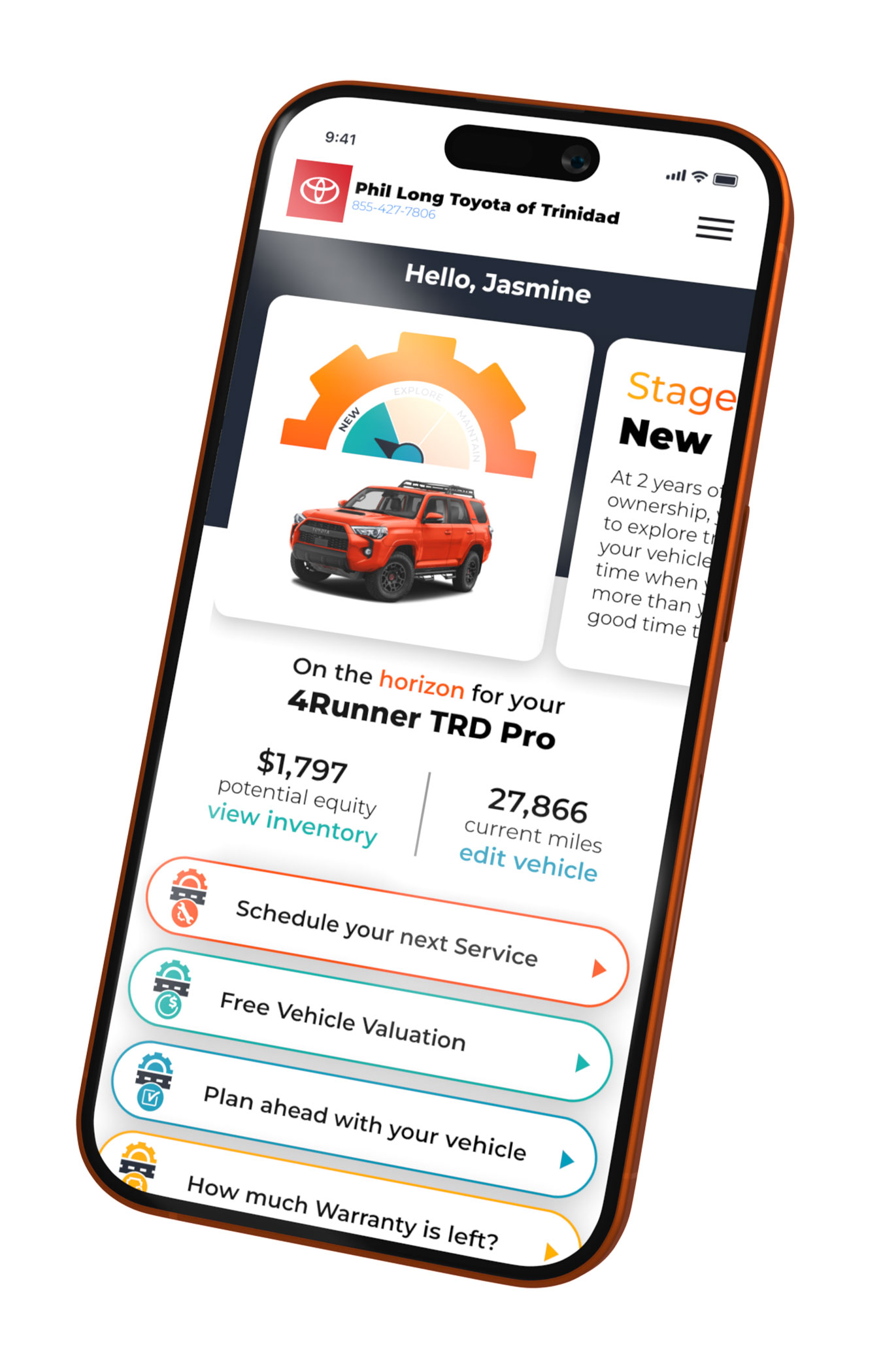 VehicleLyfe homescreen preview featuring Phil Long Toyota