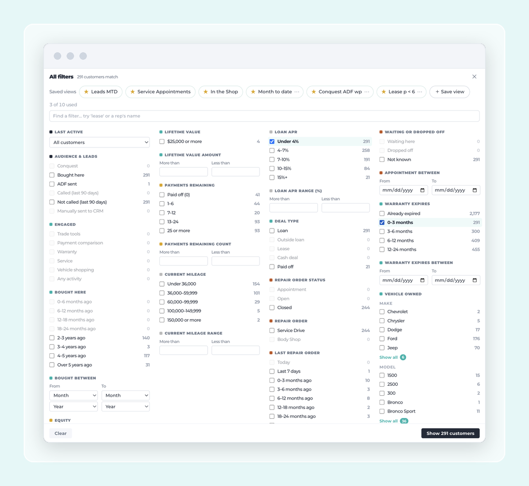 A sharper Customer List with better filters, matching numbers, and one-click report drill-downs